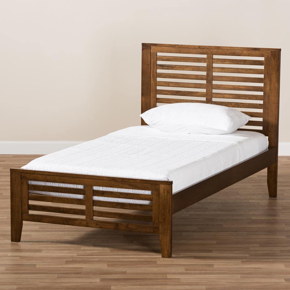 Sedona Modern Classic Mission Style Brown-Finished Wood Twin Platform Bed FredCo