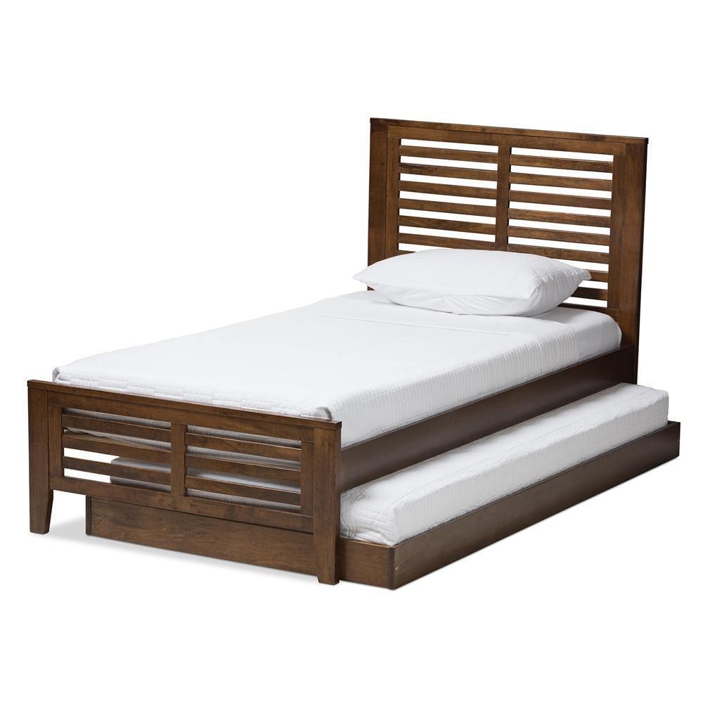 Sedona Modern Classic Mission Style Brown-Finished Wood Twin Platform Bed with Trundle FredCo