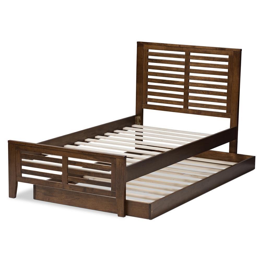 Sedona Modern Classic Mission Style Brown-Finished Wood Twin Platform Bed with Trundle FredCo