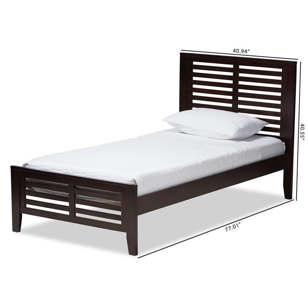 Sedona Modern Classic Mission Style Dark Brown-Finished Wood Twin Platform Bed FredCo