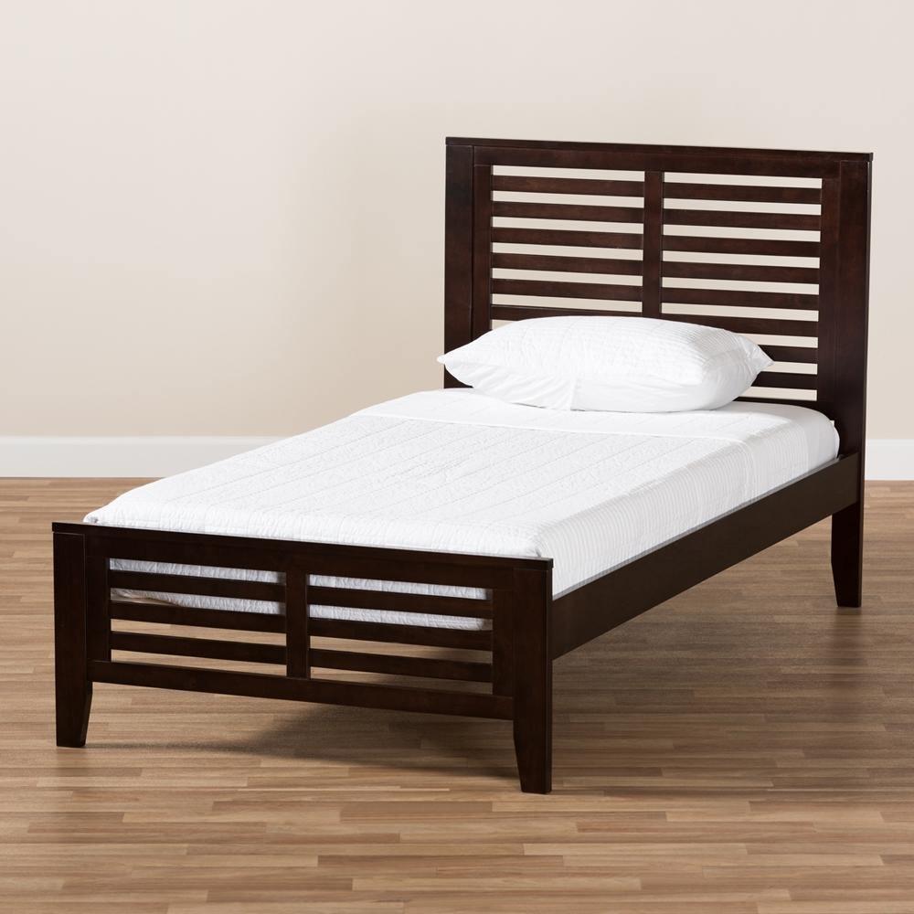 Sedona Modern Classic Mission Style Dark Brown-Finished Wood Twin Platform Bed FredCo