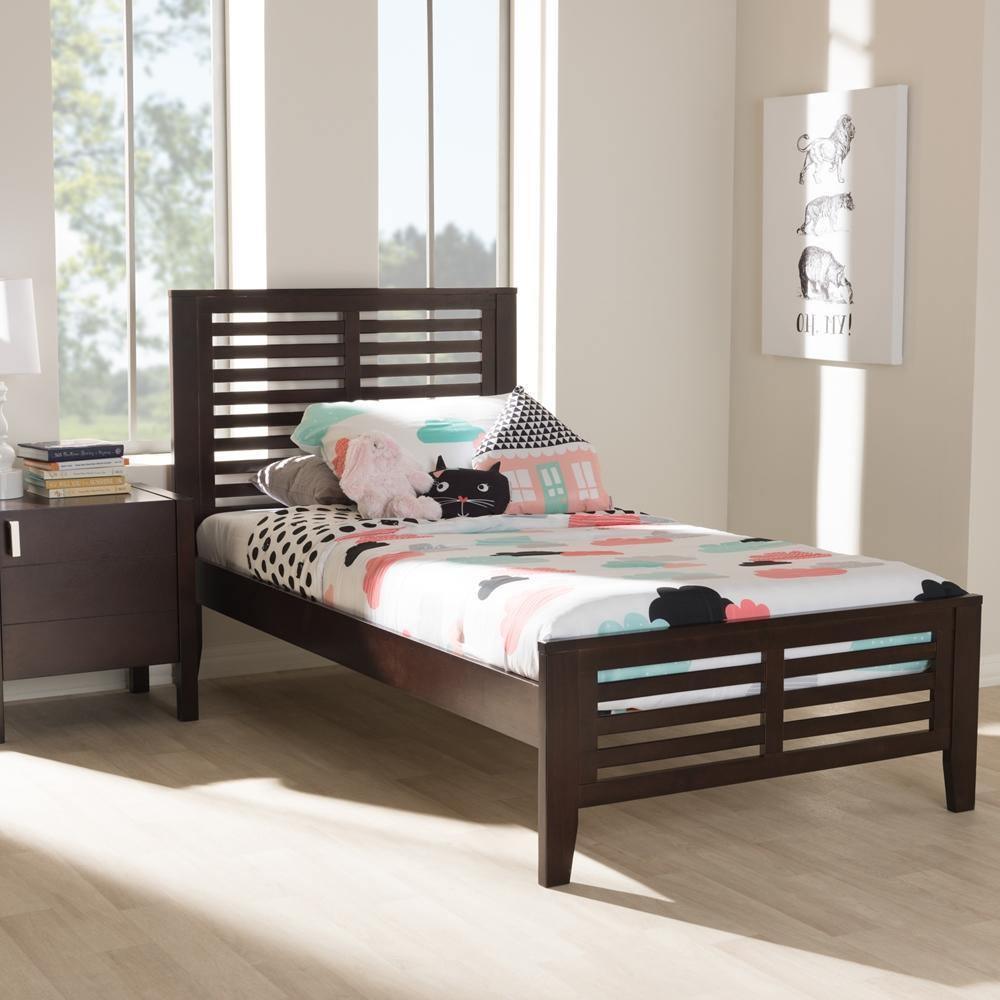 Sedona Modern Classic Mission Style Dark Brown-Finished Wood Twin Platform Bed FredCo