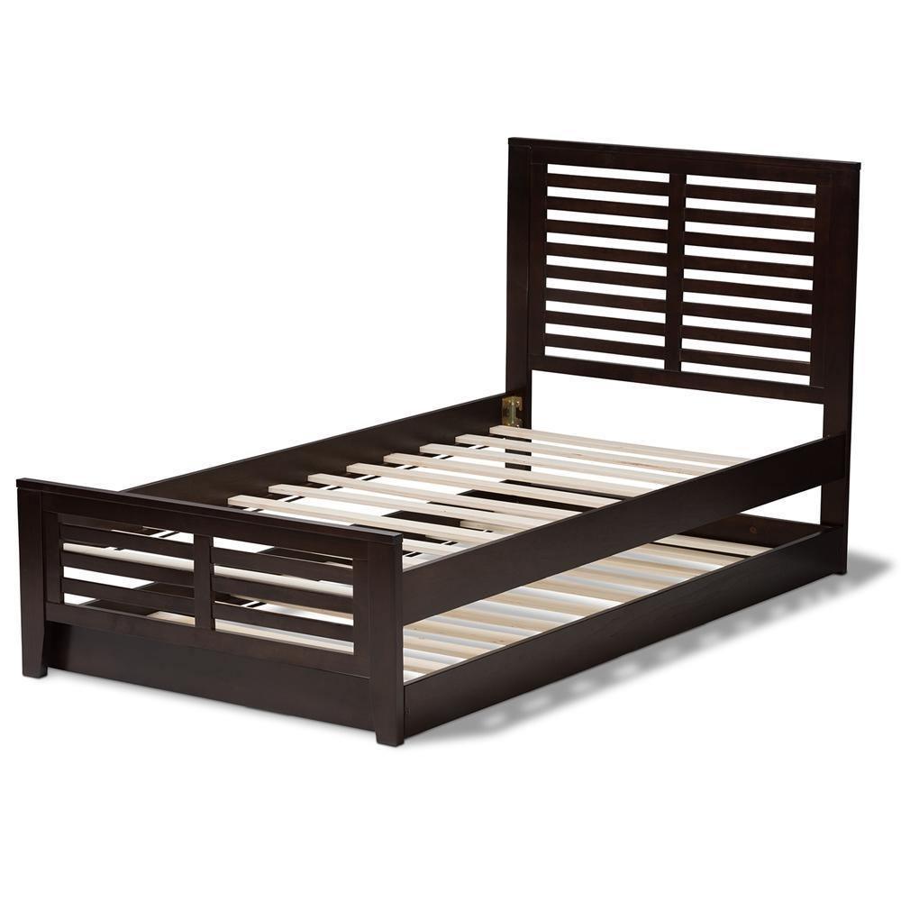 Sedona Modern Classic Mission Style Dark Brown-Finished Wood Twin Platform Bed with Trundle FredCo