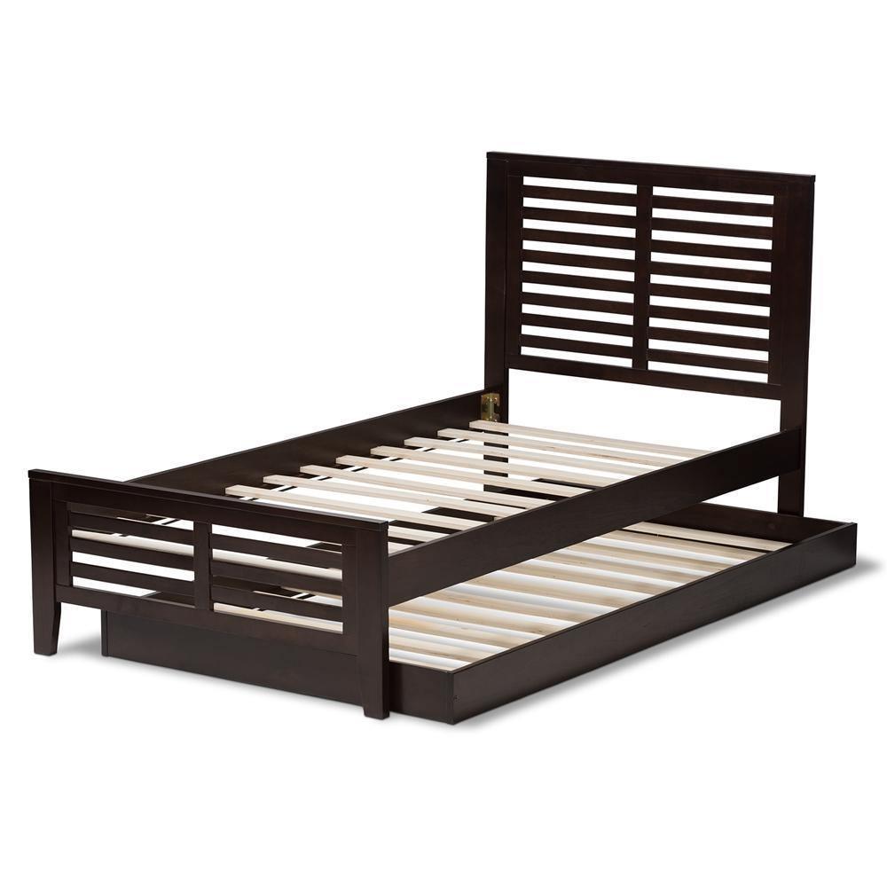 Sedona Modern Classic Mission Style Dark Brown-Finished Wood Twin Platform Bed with Trundle FredCo