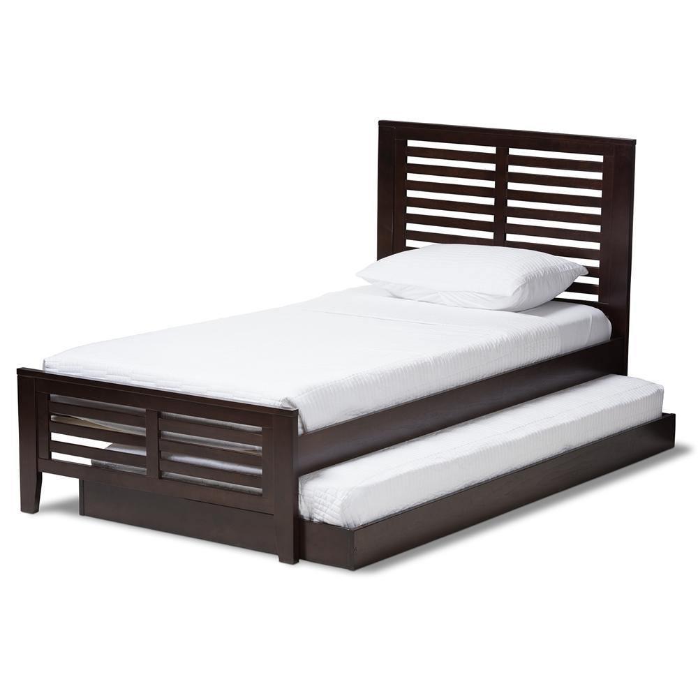 Sedona Modern Classic Mission Style Dark Brown-Finished Wood Twin Platform Bed with Trundle FredCo