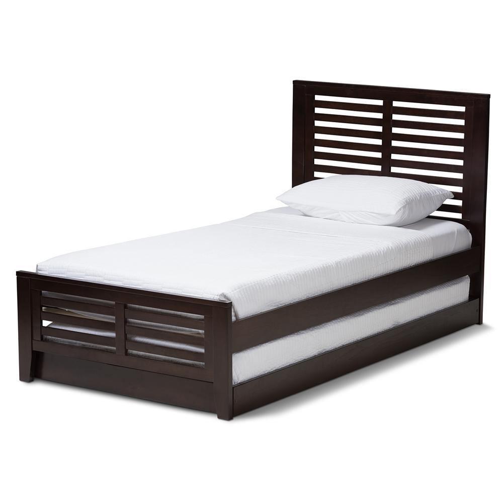 Sedona Modern Classic Mission Style Dark Brown-Finished Wood Twin Platform Bed with Trundle FredCo