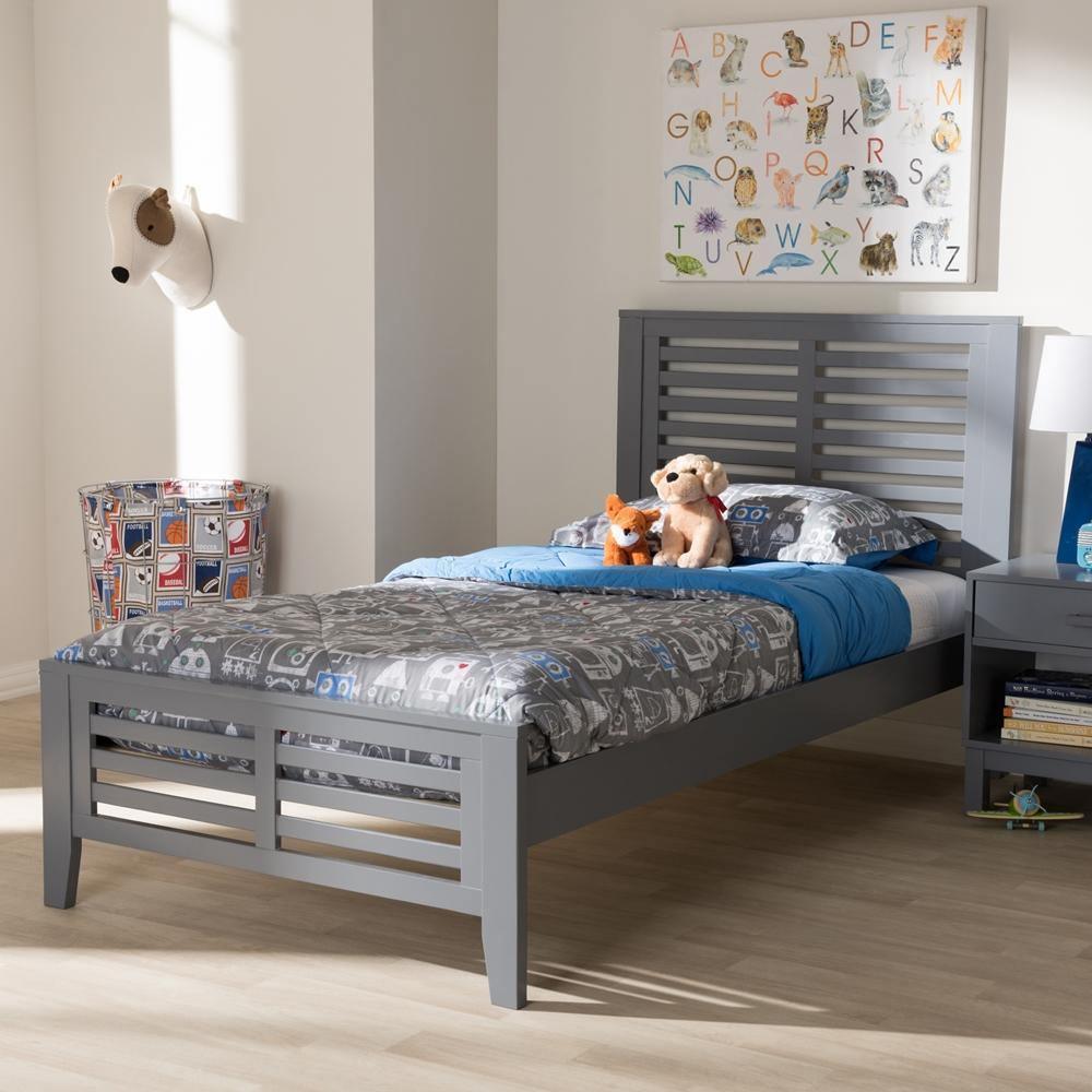 Sedona Modern Classic Mission Style Grey-Finished Wood Twin Platform Bed FredCo