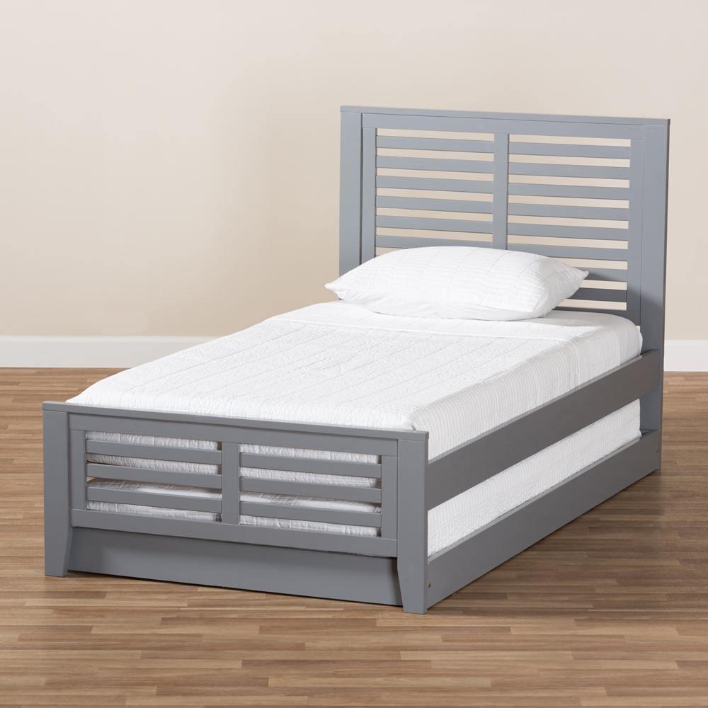 Sedona Modern Classic Mission Style Grey-Finished Wood Twin Platform Bed with Trundle FredCo