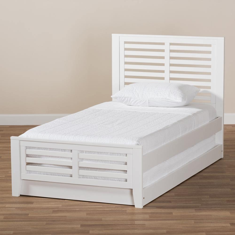 Sedona Modern Classic Mission Style White-Finished Wood Twin Platform Bed with Trundle FredCo