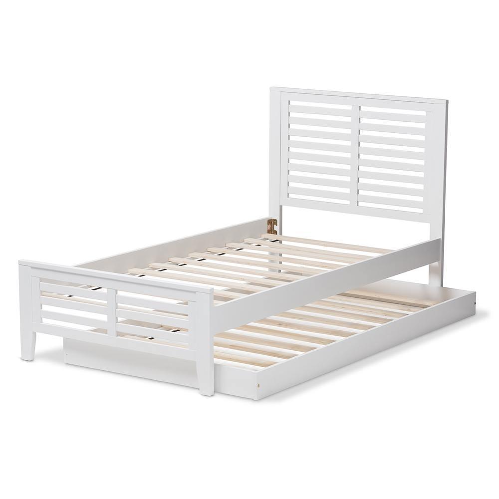 Sedona Modern Classic Mission Style White-Finished Wood Twin Platform Bed with Trundle FredCo