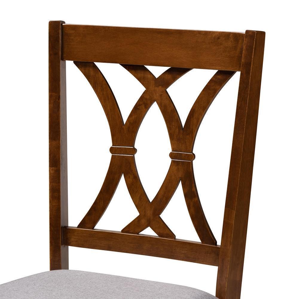 Sefa Modern and Contemporary Grey Fabric Upholstered and Walnut Brown Finished Wood 5-Piece Dining Set FredCo