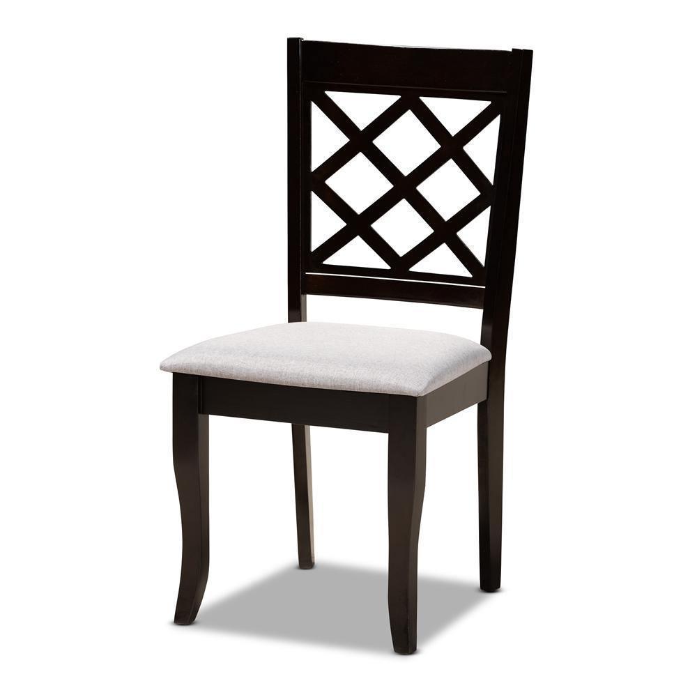 Selby Modern and Contemporary Grey Fabric Upholstered and Dark Brown Finished Wood 5-Piece Dining Set FredCo