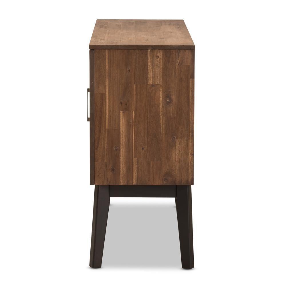 Selena Mid-Century Modern Brown Wood 3-Door Sideboard Buffet FredCo