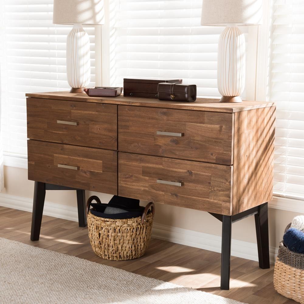 Selena Mid-Century Modern Brown Wood 4-Drawer Dresser FredCo
