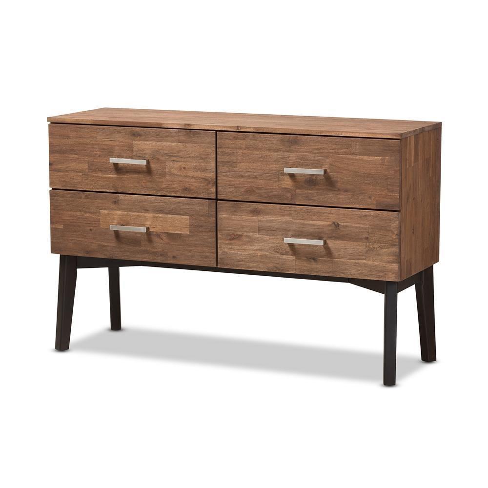 Selena Mid-Century Modern Brown Wood 4-Drawer Dresser FredCo
