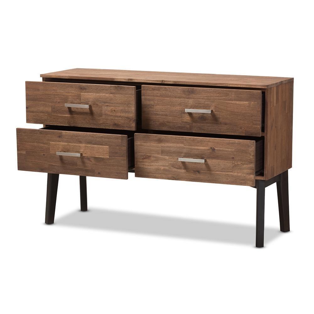 Selena Mid-Century Modern Brown Wood 4-Drawer Dresser FredCo