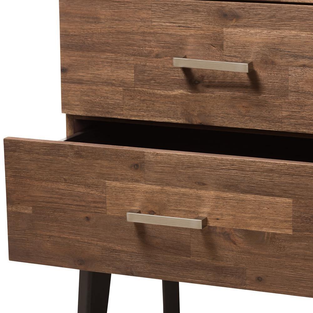 Selena Mid-Century Modern Brown Wood 4-Drawer Dresser FredCo