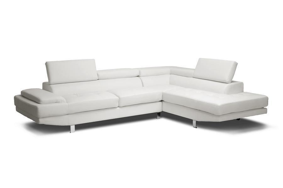 Selma White Leather Modern Sectional Sofa FredCo