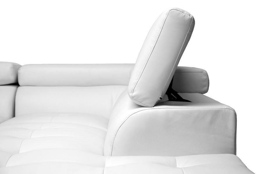 Selma White Leather Modern Sectional Sofa FredCo
