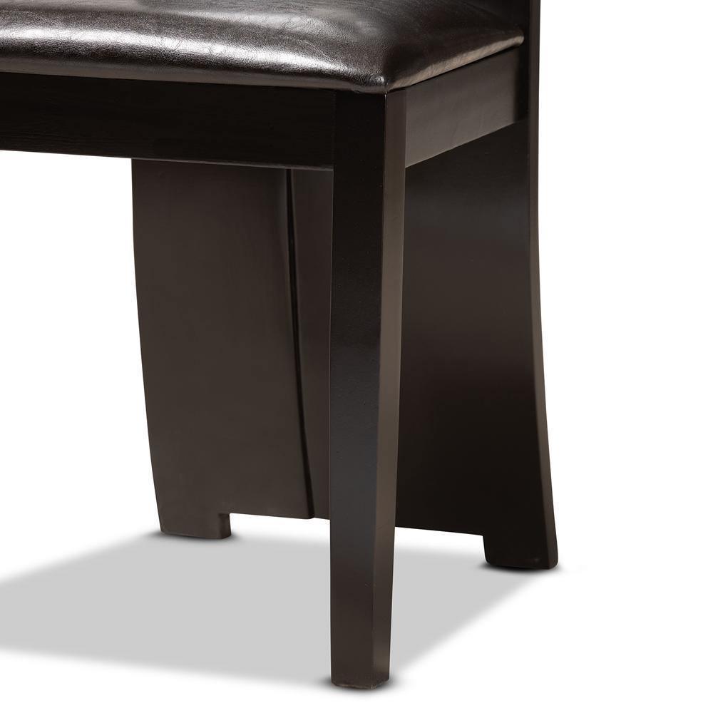 Senan Modern and Contemporary Dark Brown Faux Leather Upholstered and Dark Brown Finished Wood 5-Piece Dining Set FredCo
