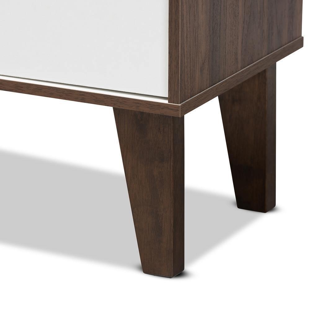 Senja Modern and Contemporary Two-Tone White and Walnut Brown Finished Wood 2-Shelf Bookcase FredCo