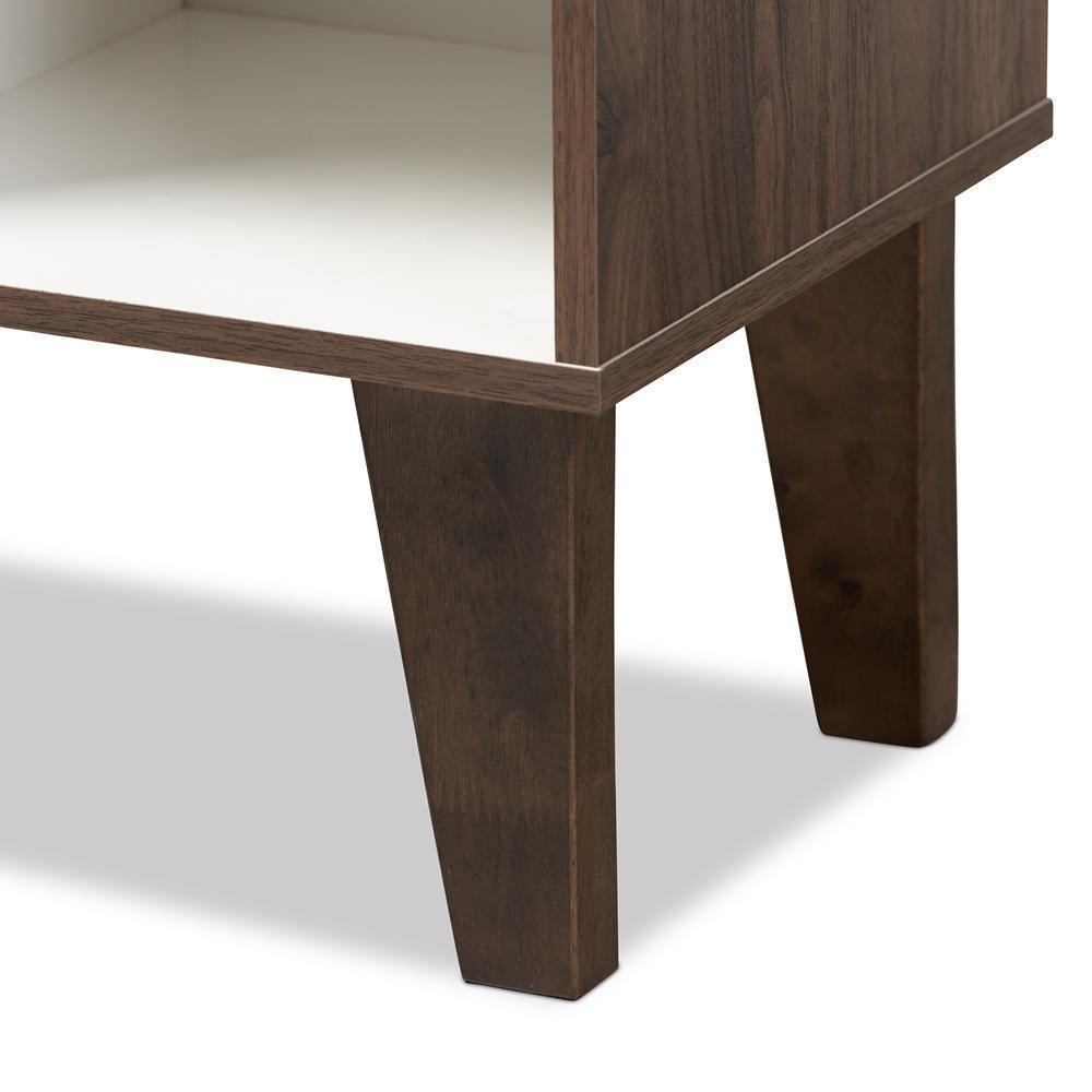 Senja Modern and Contemporary Two-Tone White and Walnut Brown Finished Wood 9-Shelf Bookcase FredCo