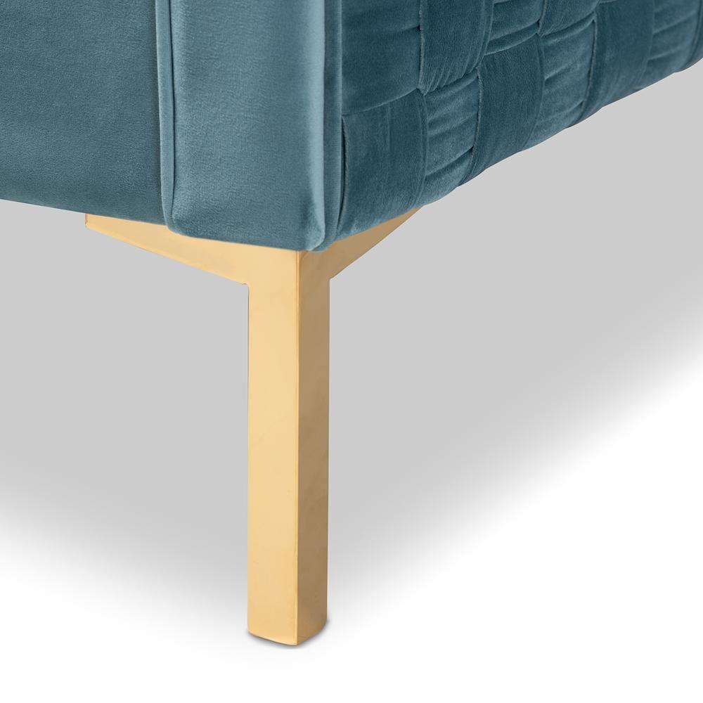 Seraphin Glam and Luxe Light Blue Velvet Fabric Upholstered Gold Finished Armchair FredCo