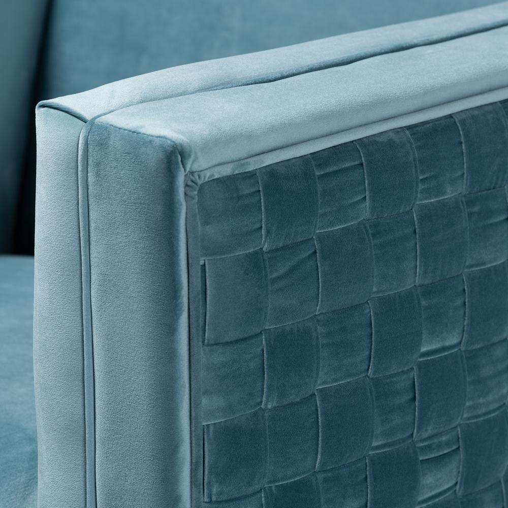 Seraphin Glam and Luxe Light Blue Velvet Fabric Upholstered Gold Finished Armchair FredCo