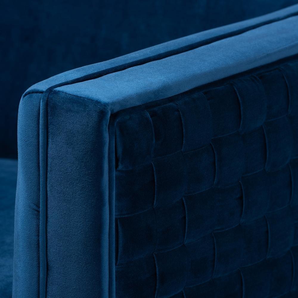 Seraphin Glam and Luxe Navy Blue Velvet Fabric Upholstered Gold Finished Armchair FredCo