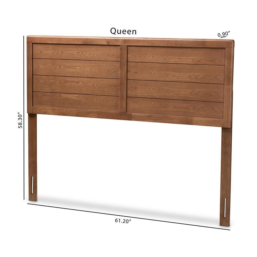 Seren Mid-Century Modern Walnut Brown Finished Wood Queen Size Headboard FredCo