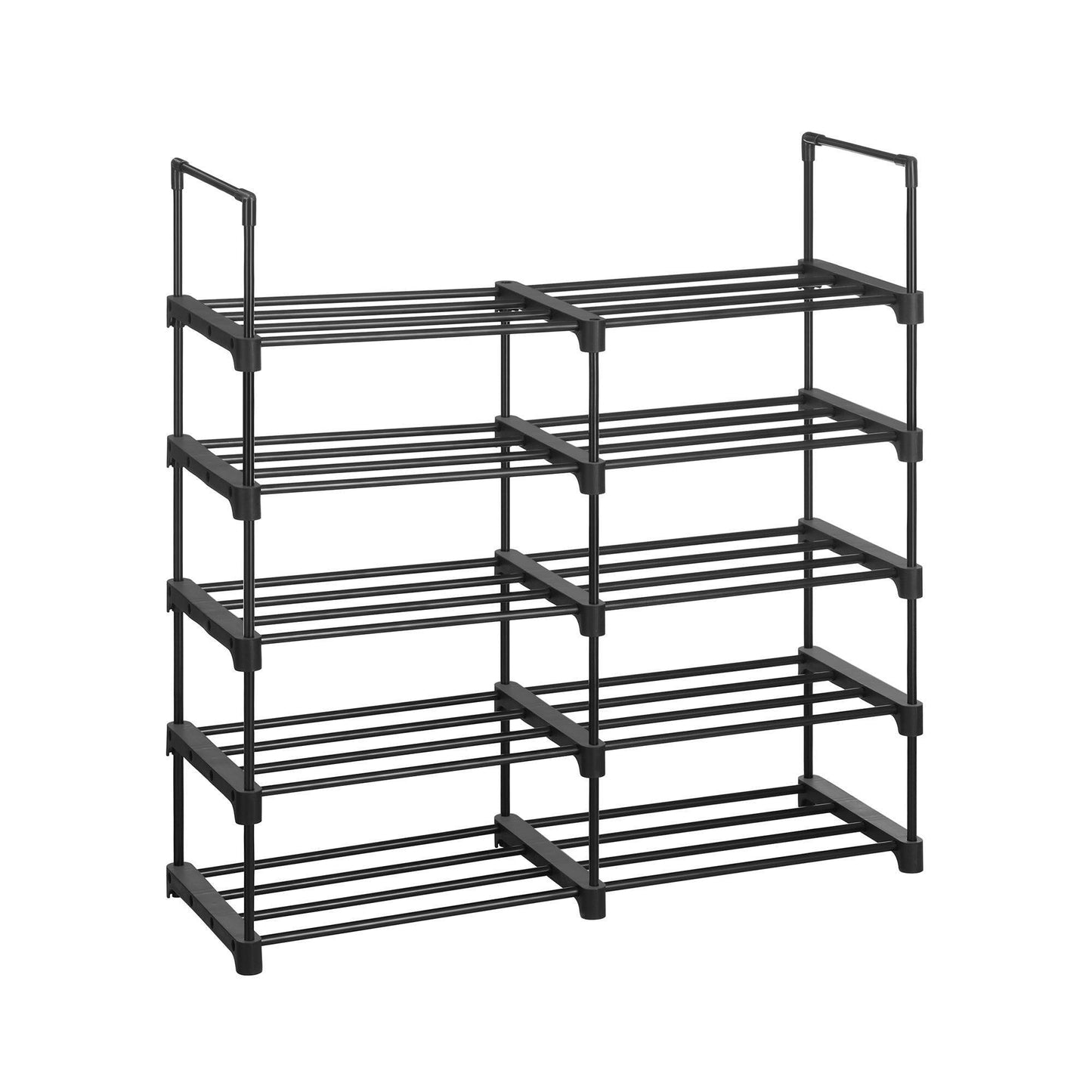 Set of 2 5-Tier Metal Shoe Storage Organizer, Black FredCo