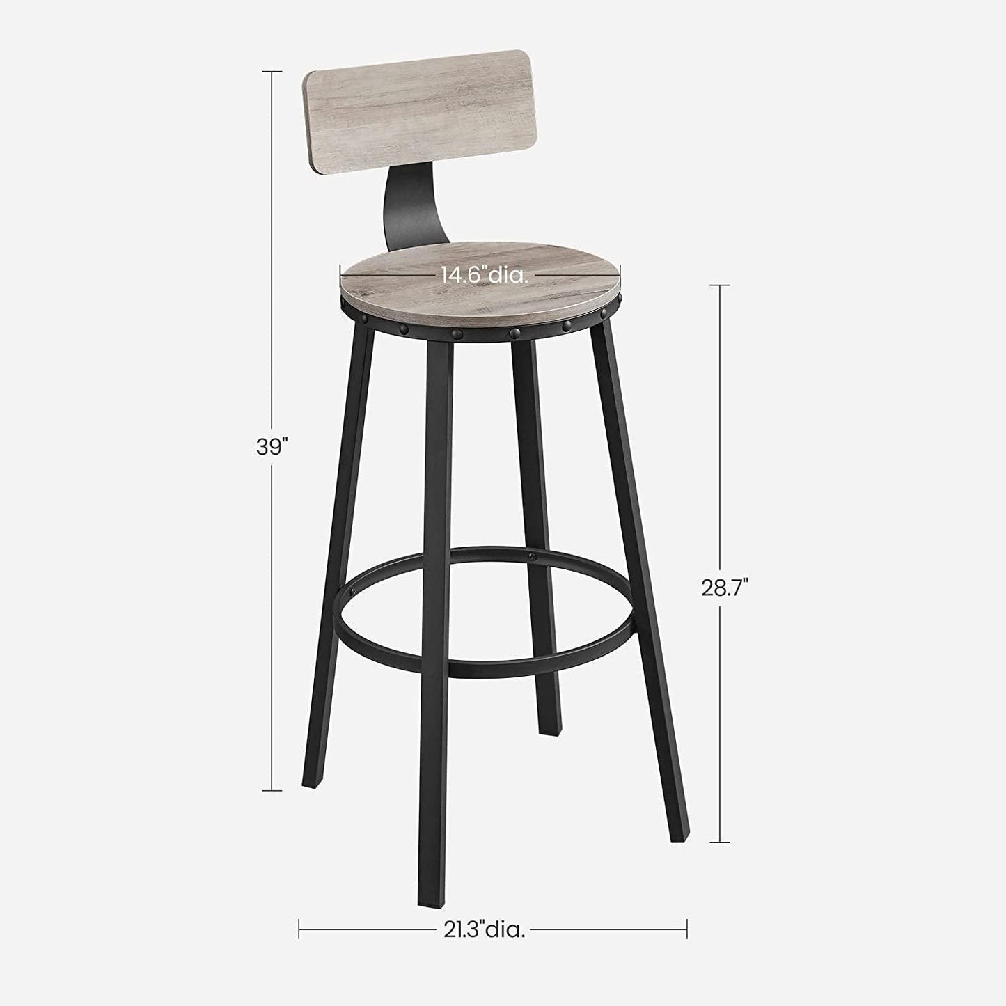Set of 2 Bar Chairs with Backrests FredCo