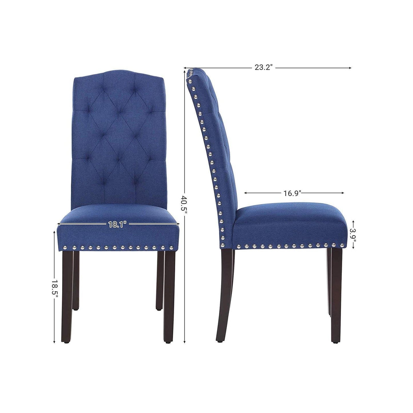 Set of 2 Blue Dining Chairs with Backrest FredCo