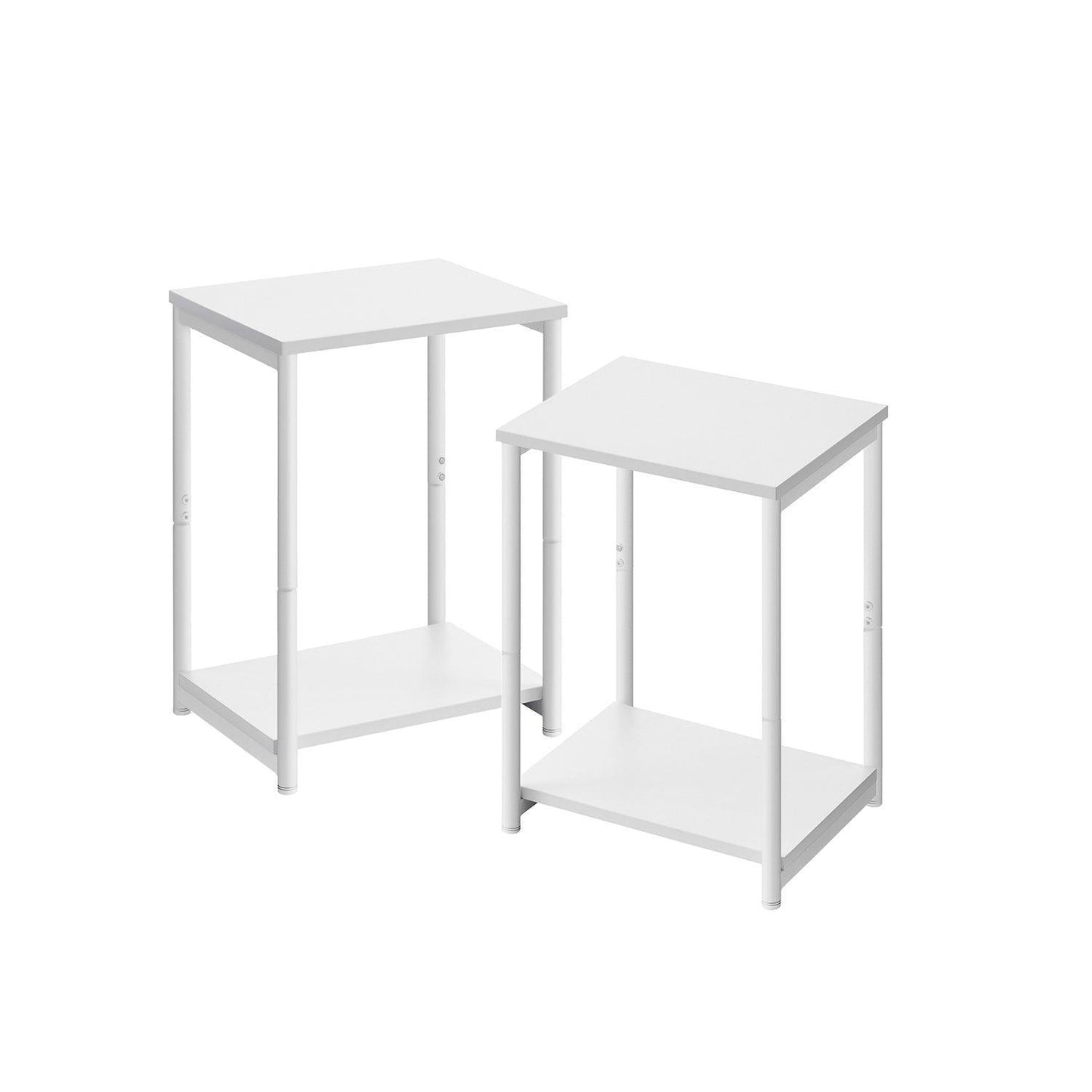 Set of 2 Industrial White End Tables, White FredCo