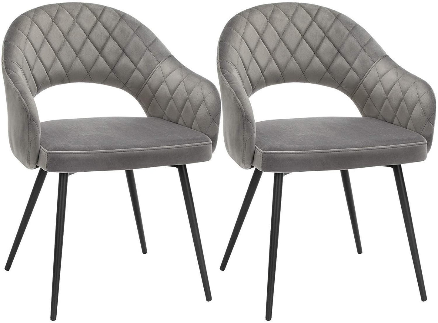 Set of 2 Modern Gray Velvet Dining Chairs FredCo