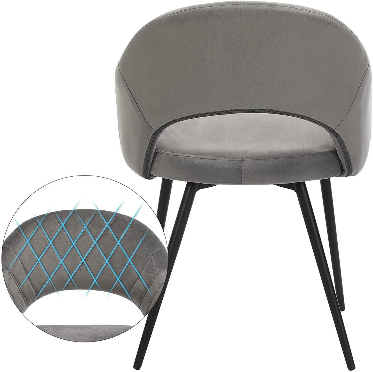 Set of 2 Modern Gray Velvet Dining Chairs FredCo