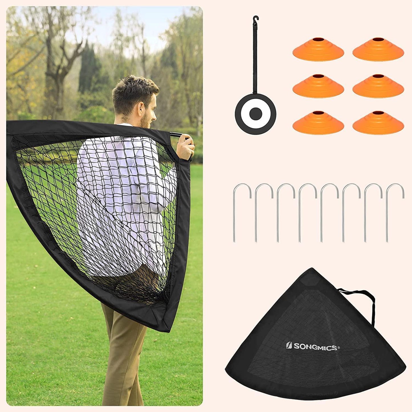 Set of 2 Pop-Up Soccer Goals, Black FredCo