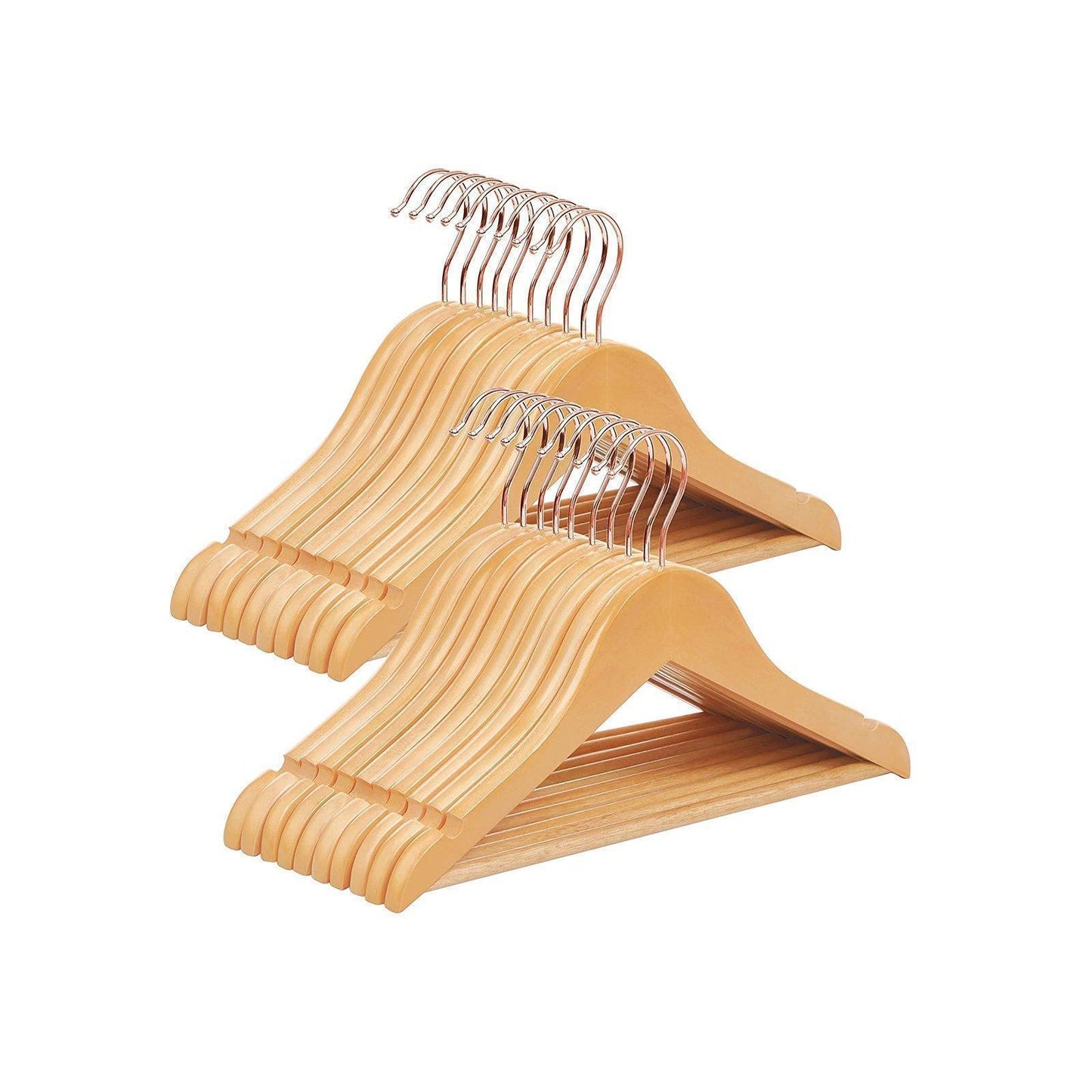 Set of 20 Kid’s Natural & Rose Gold Solid Wood Hangers FredCo