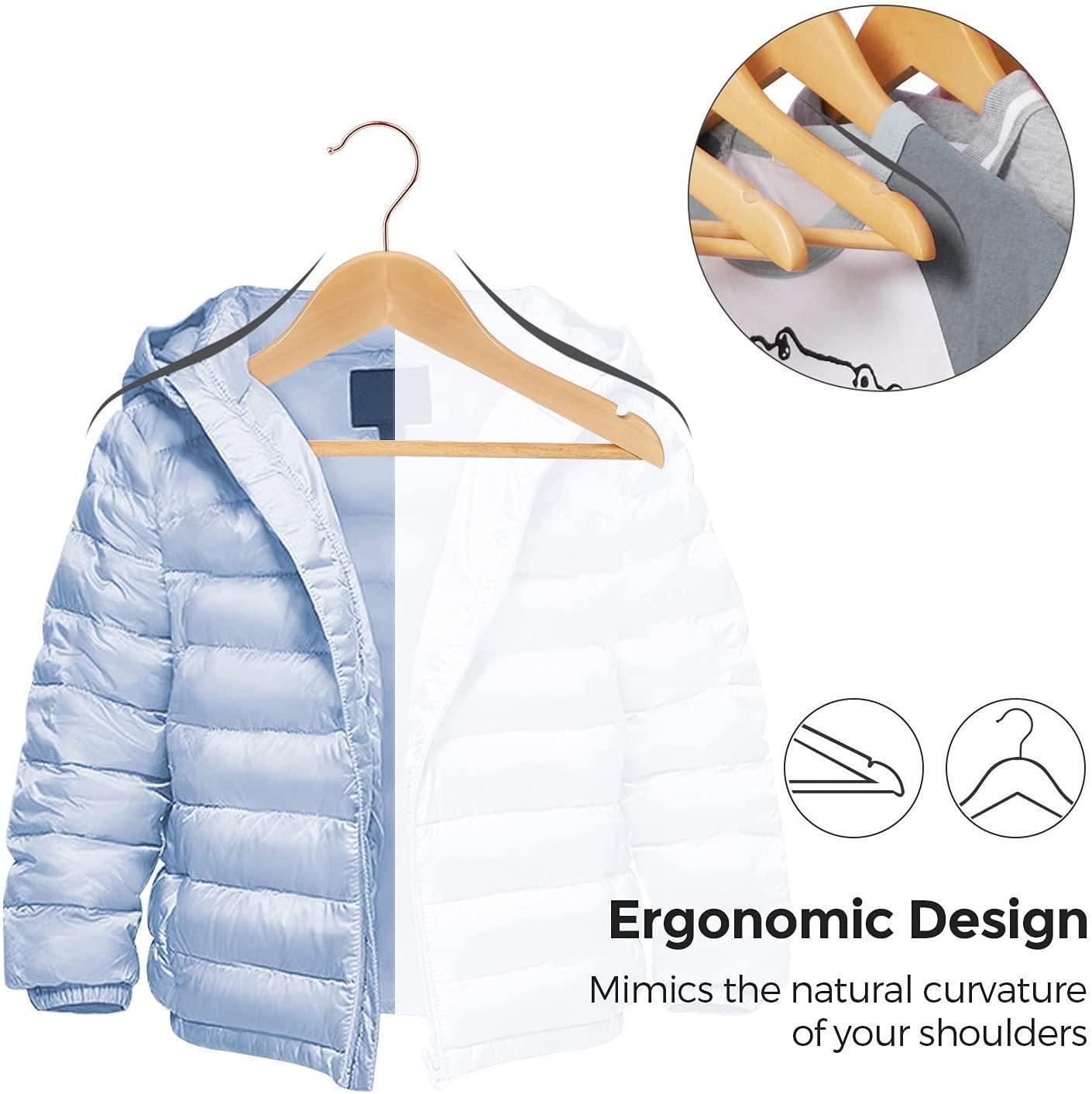 Set of 20 Kid’s Natural & Rose Gold Solid Wood Hangers FredCo