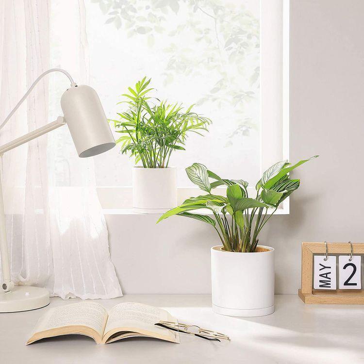 Set of 3 Plastic Planters White FredCo