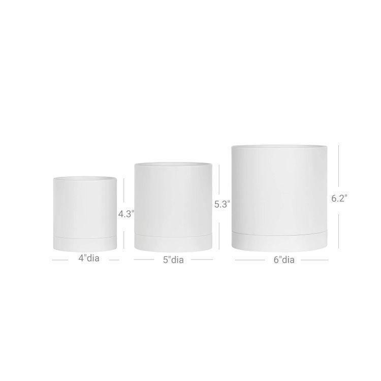 Set of 3 Plastic Planters White FredCo