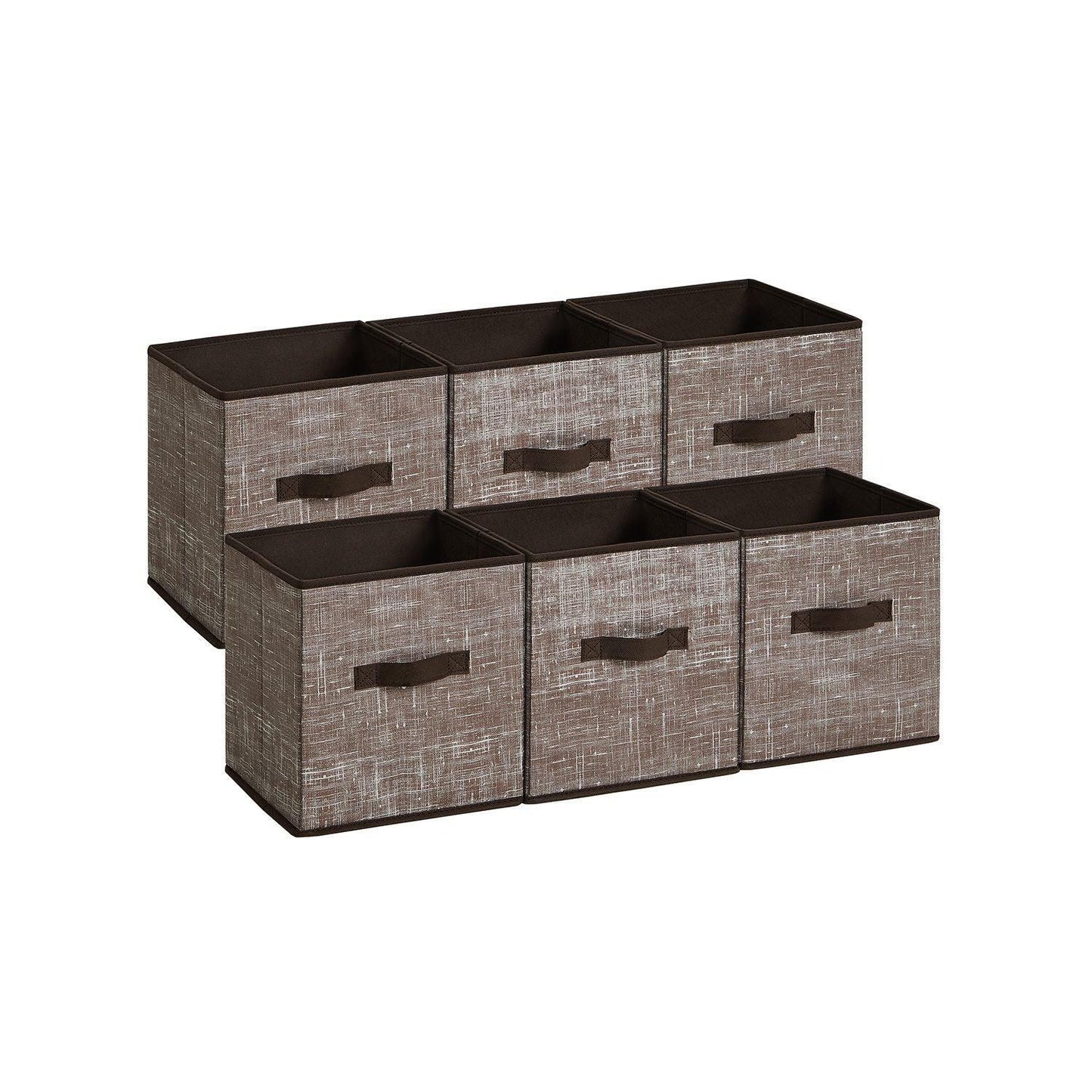 Set of 6 Non-Woven Storage Cubes with Double Handles, Chocolate FredCo