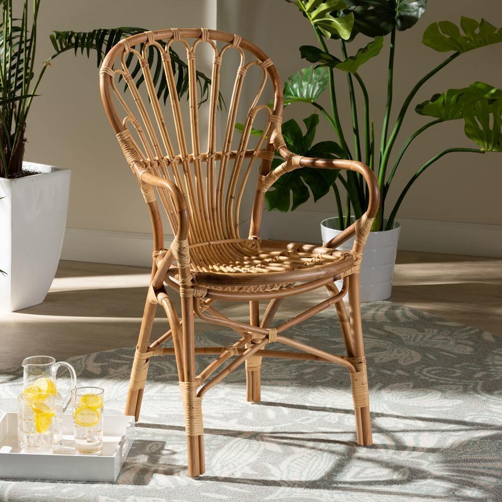 Sheraton Modern and Contemporary Natural Finished Rattan Armchair FredCo