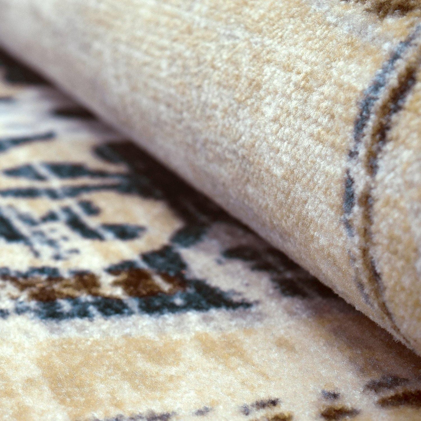 Shiloh Non-Slip Foldable Distressed Medallion Nylon Rug FredCo