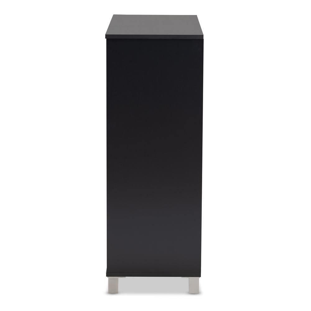 Shirley Modern and Contemporary Dark Grey Finished 2-Door Wood Shoe Storage Cabinet with Open Shelves FredCo