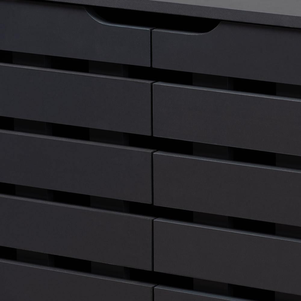 Shirley Modern and Contemporary Dark Grey Finished 2-Door Wood Shoe Storage Cabinet with Open Shelves FredCo