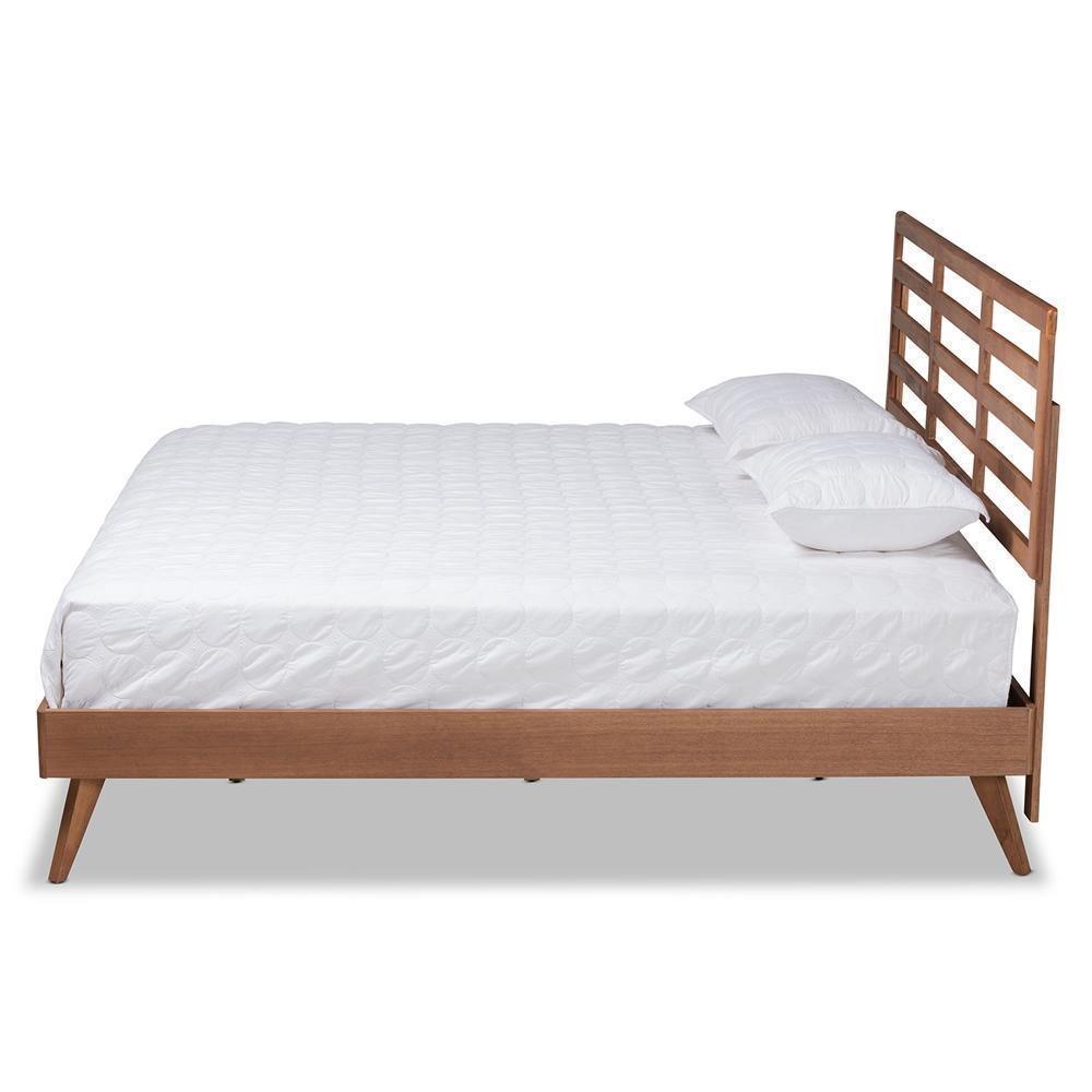 Shiro Mid-Century Modern Ash Walnut Finished Wood King Size Platform Bed FredCo
