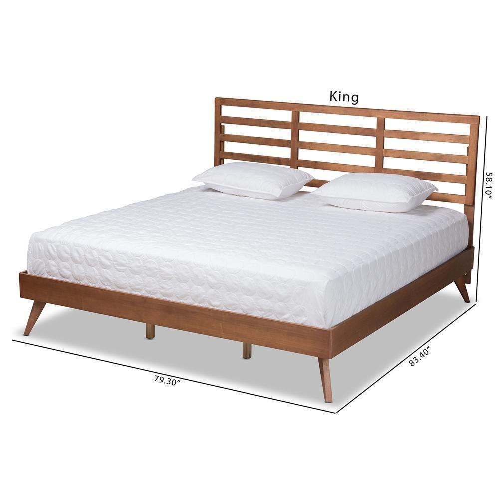 Shiro Mid-Century Modern Ash Walnut Finished Wood King Size Platform Bed FredCo