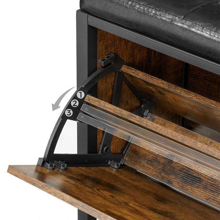 Shoe Bench Rustic Brown and Black FredCo