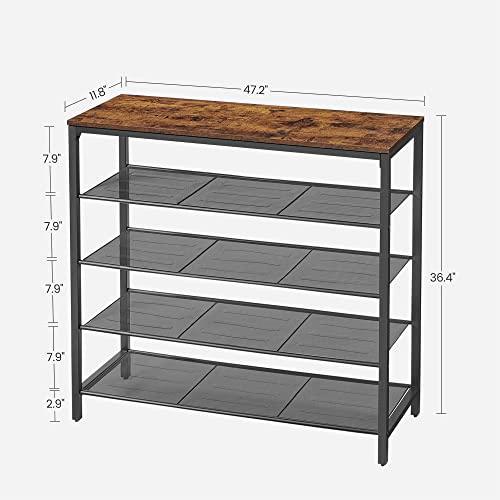 Shoe Organizer with 4 Mesh Shelves Rustic Brown FredCo
